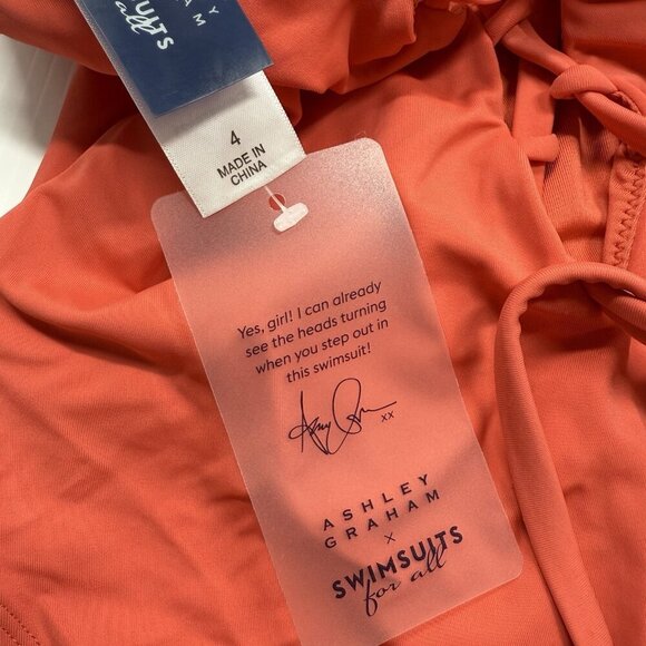 swimsuits for all one piece orange coverage beachy pool size 4 ashley graham - Picture 8 of 8